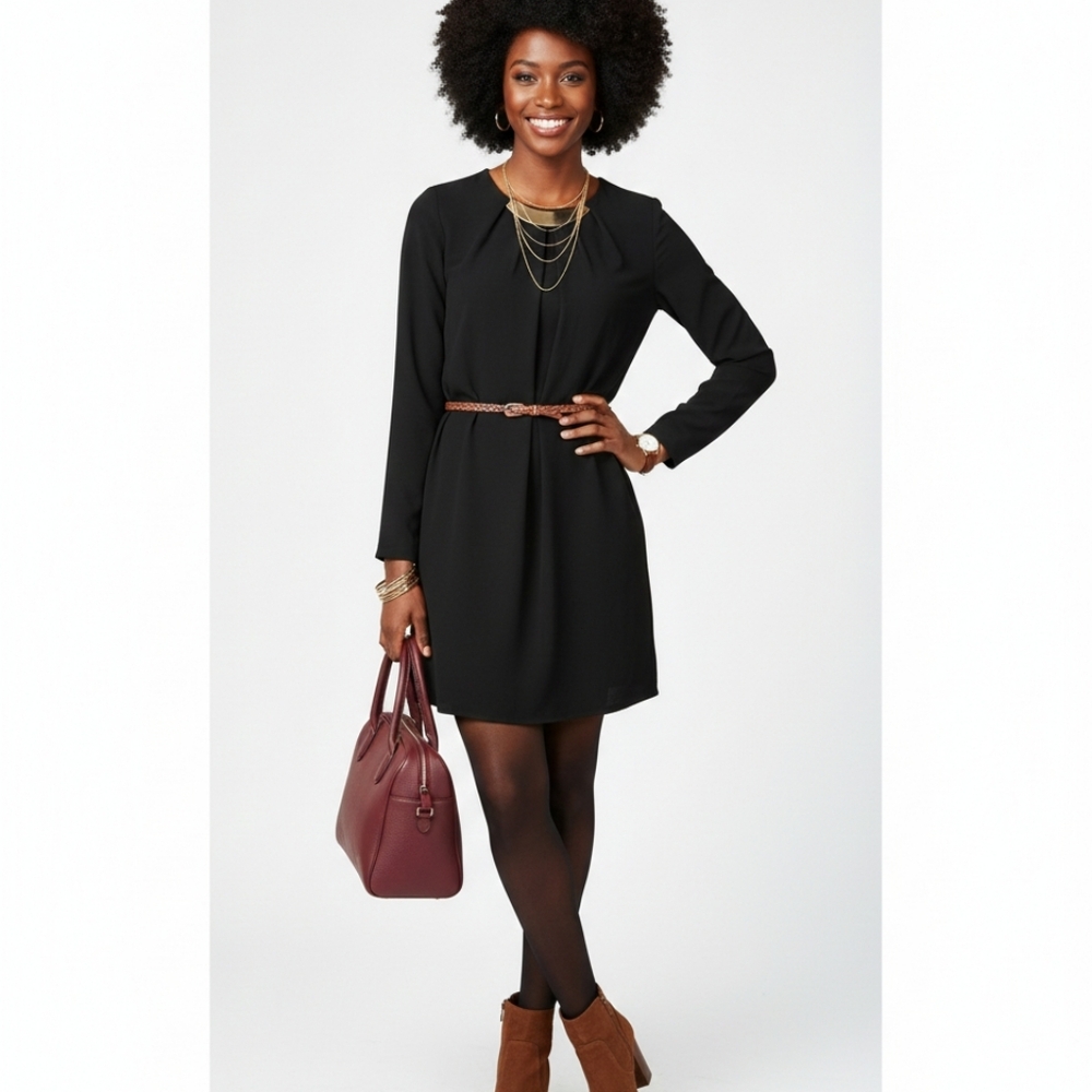 🩵RACHEL ROY women's S black longsleeve dress with gold